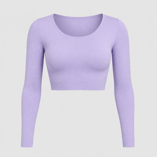 Crop Top Sin Costuras Manga Larga Lila
