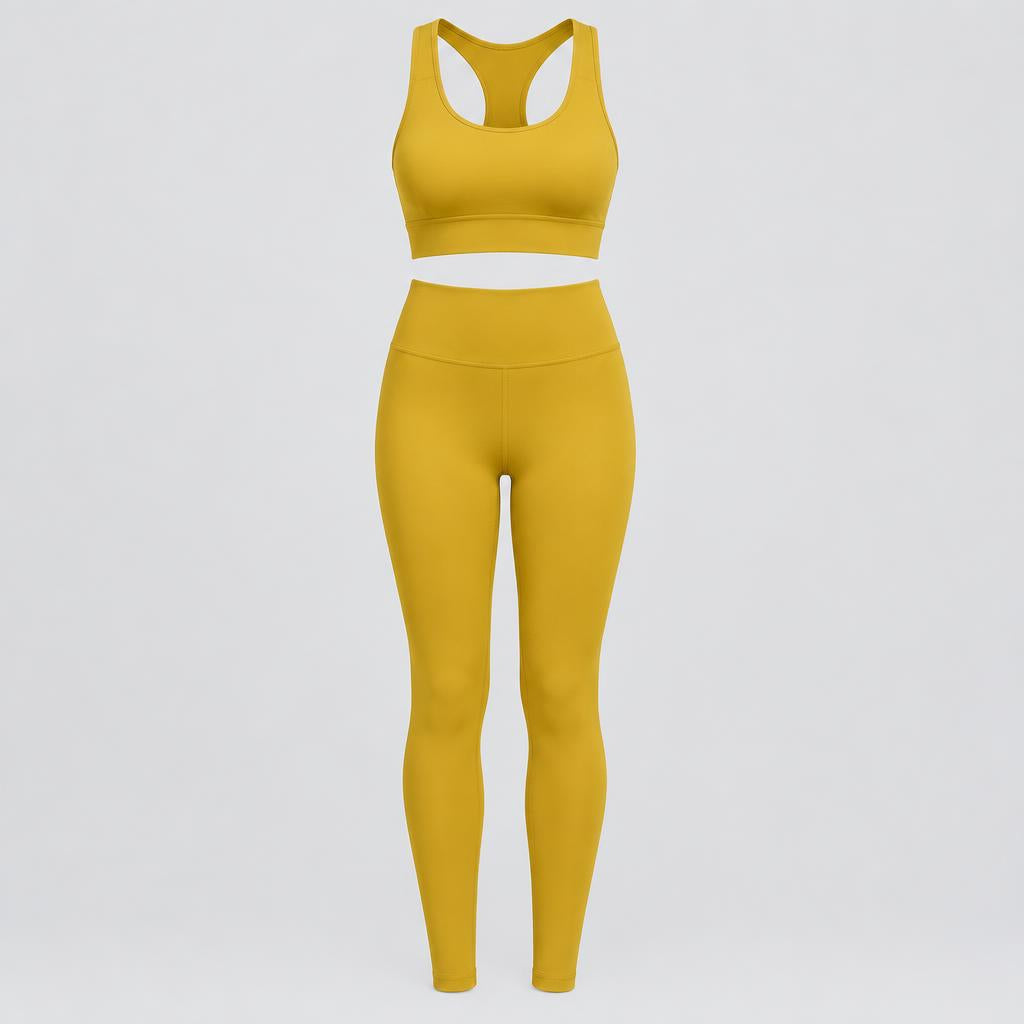 Conjunto Deportivo Top y Calza Mostaza